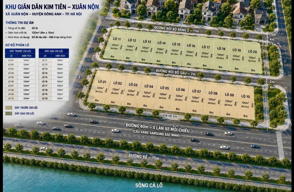 Bán Đất Giãn Dân Kim Tiên Xuân Nộn,Đông Anh, Hà Nội 120M2 Giá 5X/m2 Giá Hơn 6 Tỷ