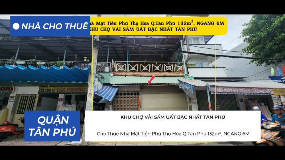 Cho Thuê Nhà Mặt Tiền Khu Chợ Vải Sầm Uất Q.tân Phú 132M², Ngang 6M 