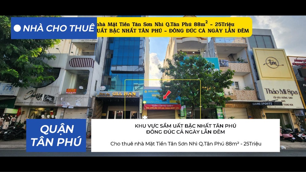 Cho Thuê Nhà Mặt Tiền Tân Sơn Nhì Q.tân Phú 88M², 25Triệu, Khu Vực Sầm Uất Bậc Nhất Tân Phú