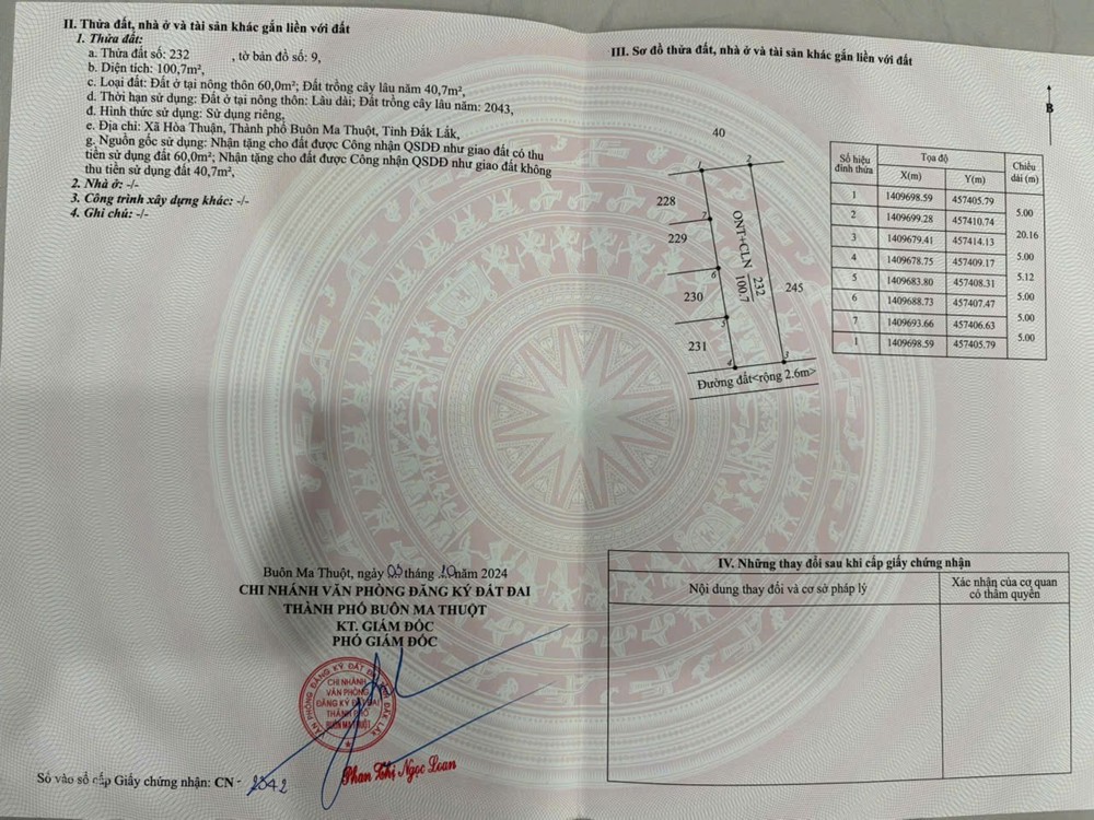 Đất Đẹp – Giá Tốt – Chính Chủ Cần Bán Đất Tại Đạt Lí, Tp. Buôn Ma Thuột, Đắk Lắk