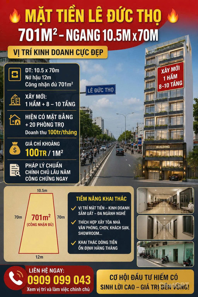 Mặt Tiền Lê Đức Thọ – 701M² Ngang 10M Nở Hậu 12M