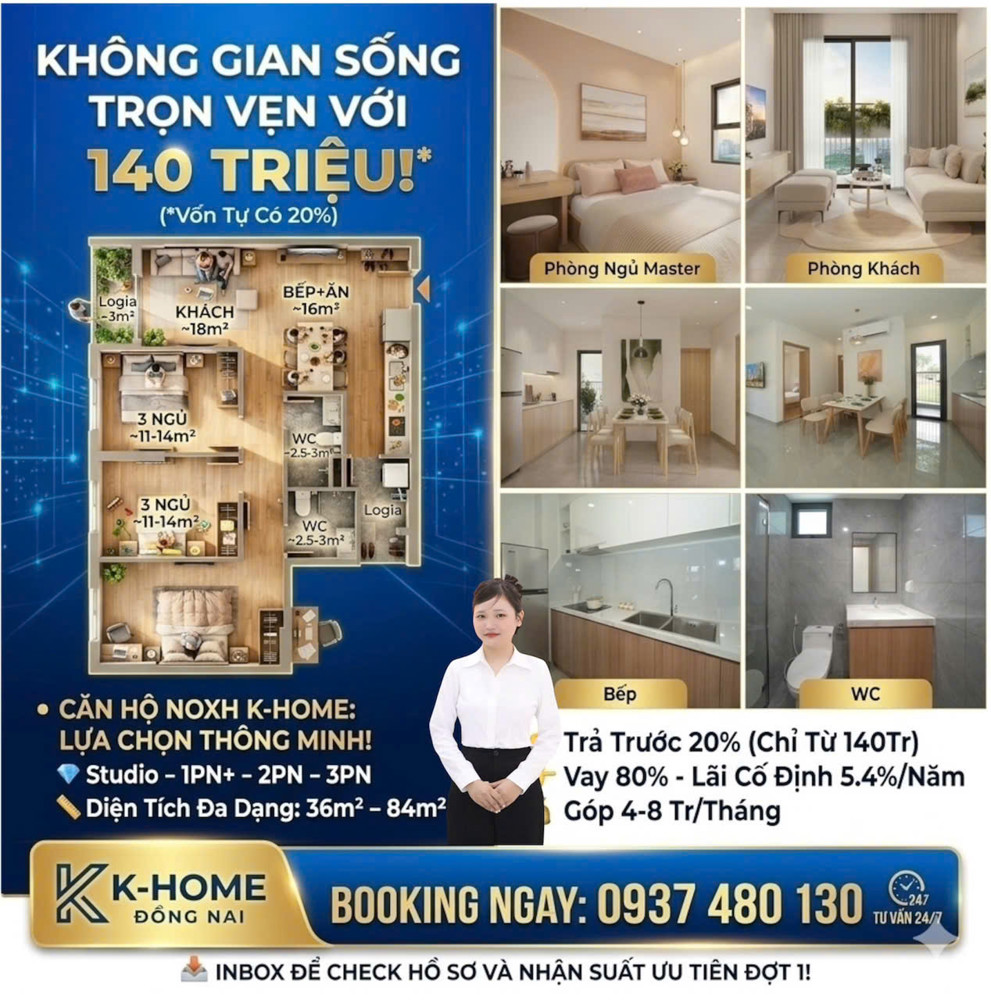 Chỉ Từ 140 Triệu – An Cư Ngay Tại Noxh K-Home Đồng Nai