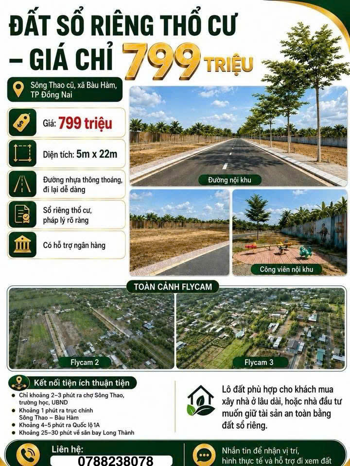 Hot !!! Giá Bán #799Triệu - Diện Tích: 5X22m- Pháp Lý: Sổ Riêng – Thổ Cư