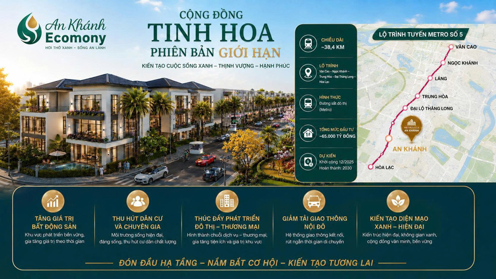 Liền Kề 2 Mặt Tiền. Dự Án Đang Hót Nhất Phía Bắc An Khánh - Hà Nội ( Ecomony Giá Bán 15 Tỷ )