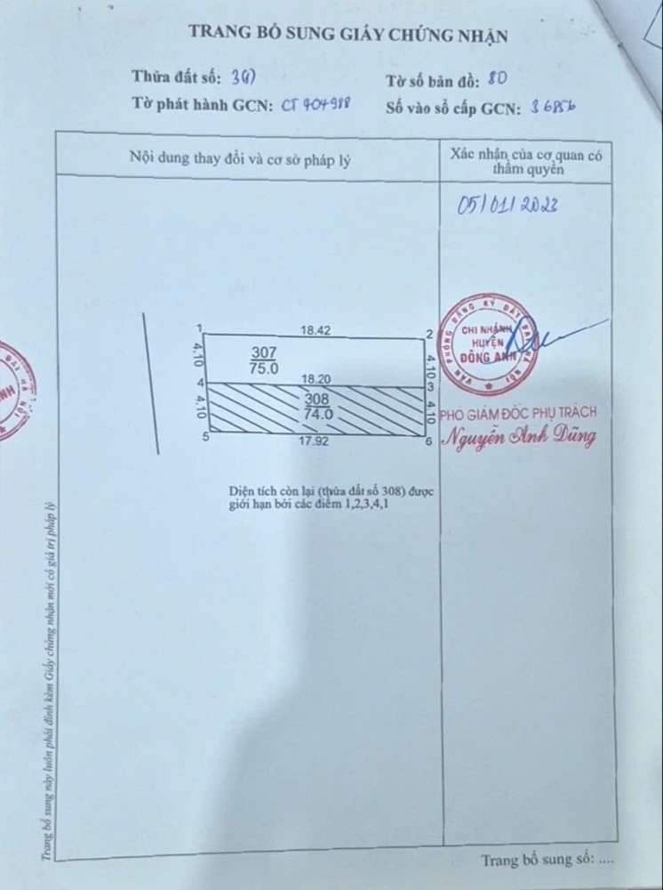Bán Đất Trục Chính Lương Quy , Thư Lâm , Hà Nội. 74M2 Giá 71Tr/m2 Lh 0356118296