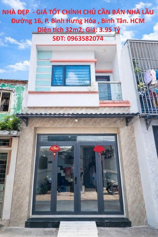 Nhà Đẹp - Giá Tốt Chính Chủ Cần Bán Nhà Lầu Bình Tân - Dt: 4 X 8 P. Bình Hưng Hòa , Bình Tân