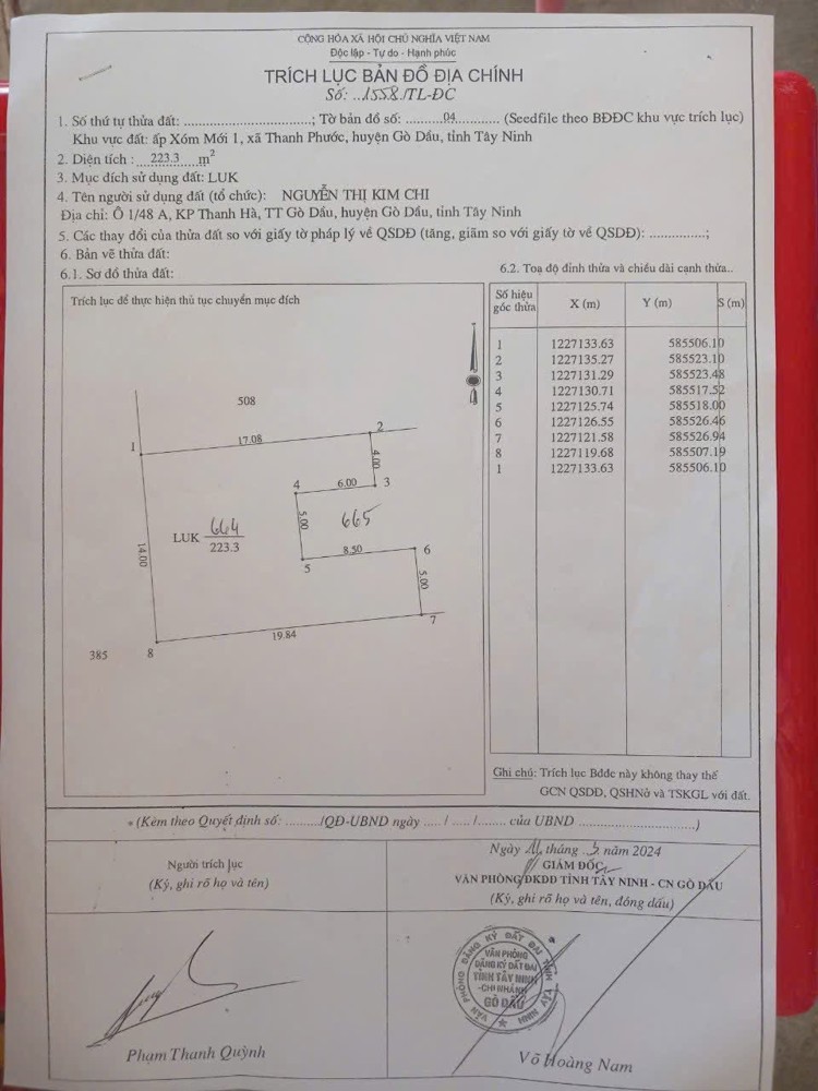 Chính Chủ Cấn Bán Lô Đất Tại Kp Thanh Hà,Thị Trấn Gò Dầu, Tây Ninh