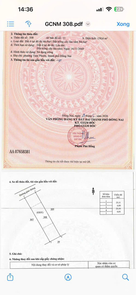 Hót Đất Đẹp – Giá Tốt- Chính Chủ Bán 5 Lô Đất Liền Kề Tại Phường Tam Phước, Tp Biên Hòa, Đồng Nai