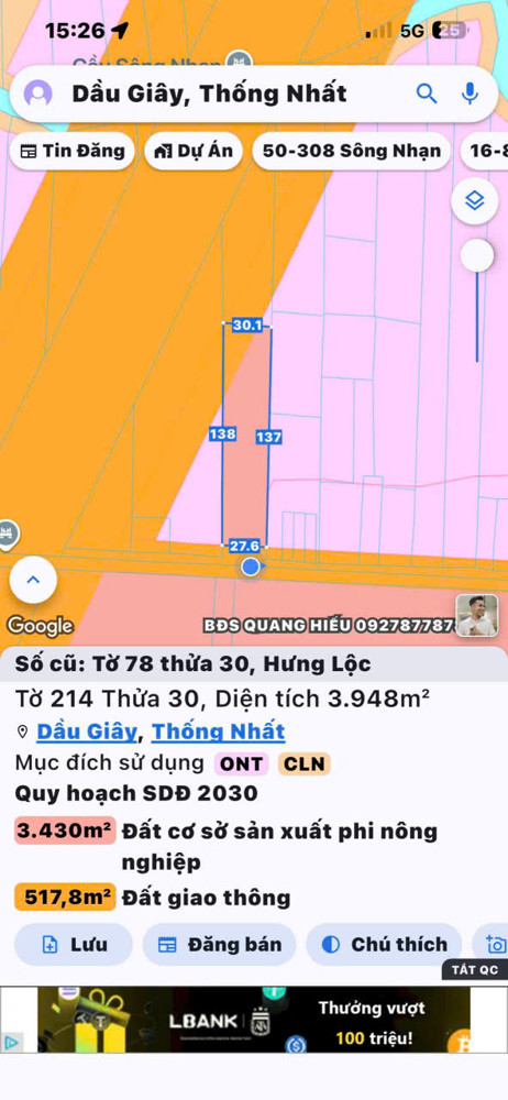 Bán Đất Kho Xưởng – Dầu Giây, Đồng Nai
