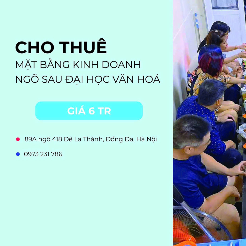 Sang Nhượng Hoặc Cho Thuê Mặt Bằng Đông Khách – Ngõ Sau Đại Học Văn Hóa Hà Nội