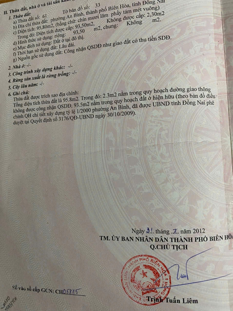 Chính Chủ Cần Bán Nhà Mặt Tiền Trung Tâm Tp. Biên Hòa - Vị Trí Vàng Kinh Doanh
