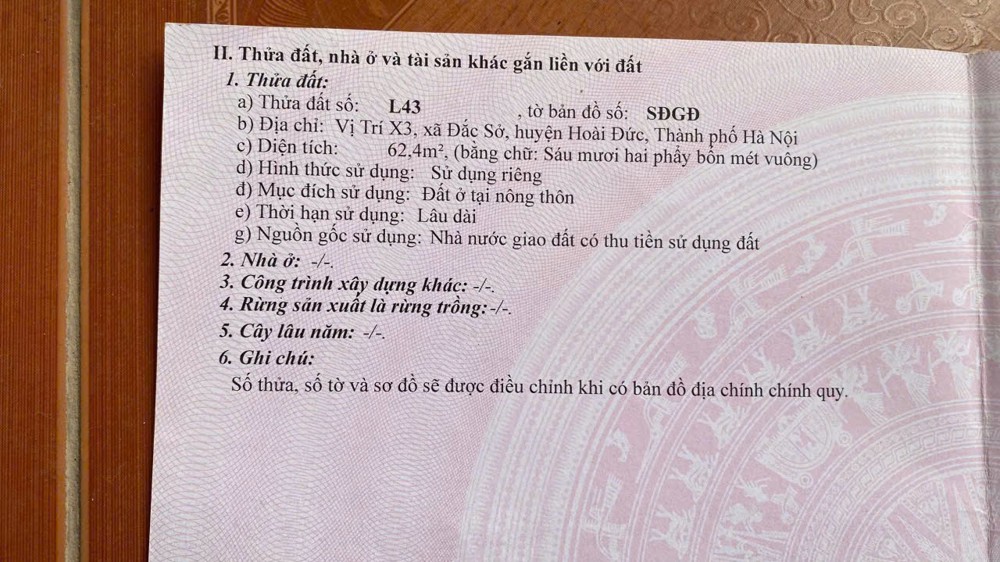 Đất Đẹp- Giá Tốt Bán Nhanh Lô Đất Đấu Giá Đắc Sở - Lô Góc Huyện Hoài Đức, Hà Nội