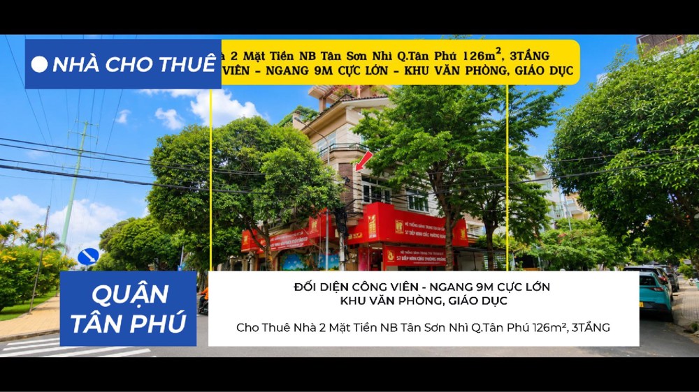 Cho Thuê Nhà 2 Mặt Tiền Nb Tân Sơn Nhì Q.tân Phú 126M², 3Tầng - Ngang 9M Cực Lớn - Khu Văn Phòng,