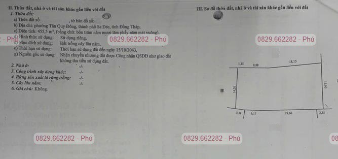 Bán Đất Thổ Cư 864M2 Sổ Hồng Nguyễn An Ninh, Tân Quy Đông, Sa Đéc. Giá 2.5 Tỷ