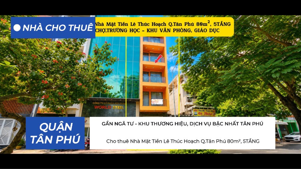 Cho Thuê Nhà Mặt Tiền Lê Thúc Hoạch Q.tân Phú 80M², 5Tầng - Khu Văn Phòng, Giáo Dục