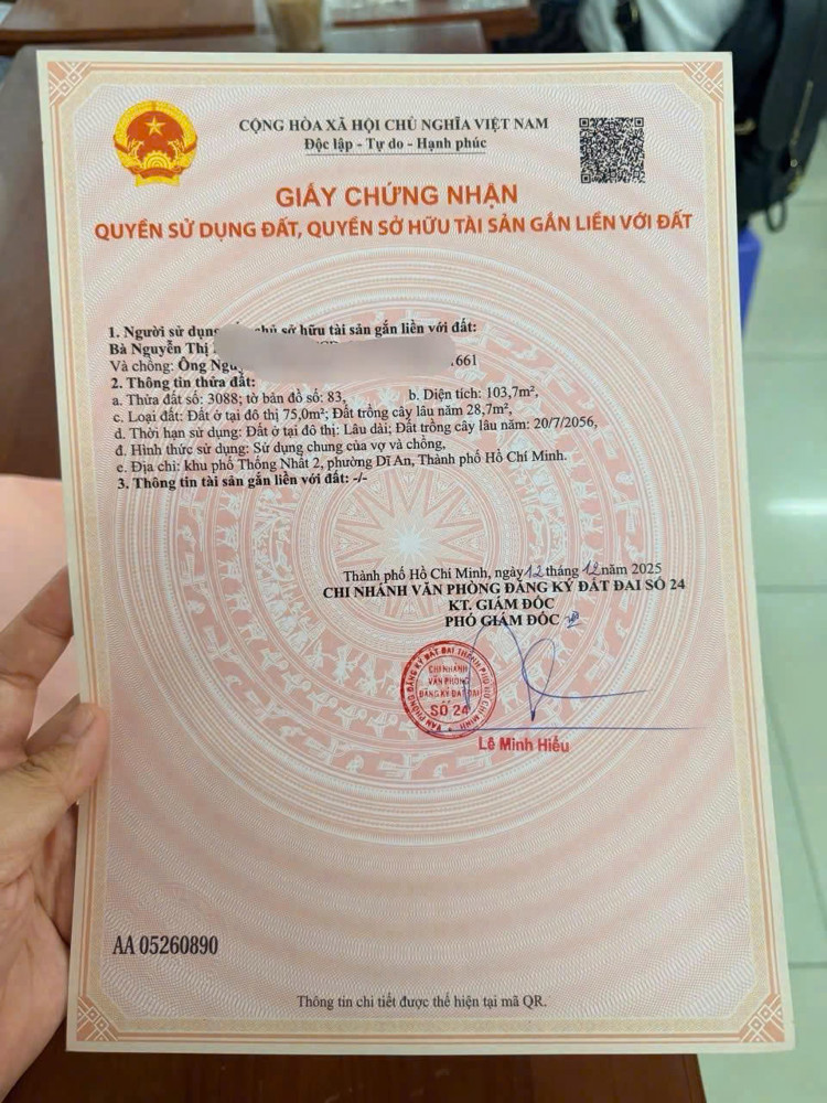 Chính Chủ Cần Vốn Bán Gấp Nhà Mới Xây – Đường Nguyễn Đức Thiệu, Phường Dĩ An, Tp. Dĩ An