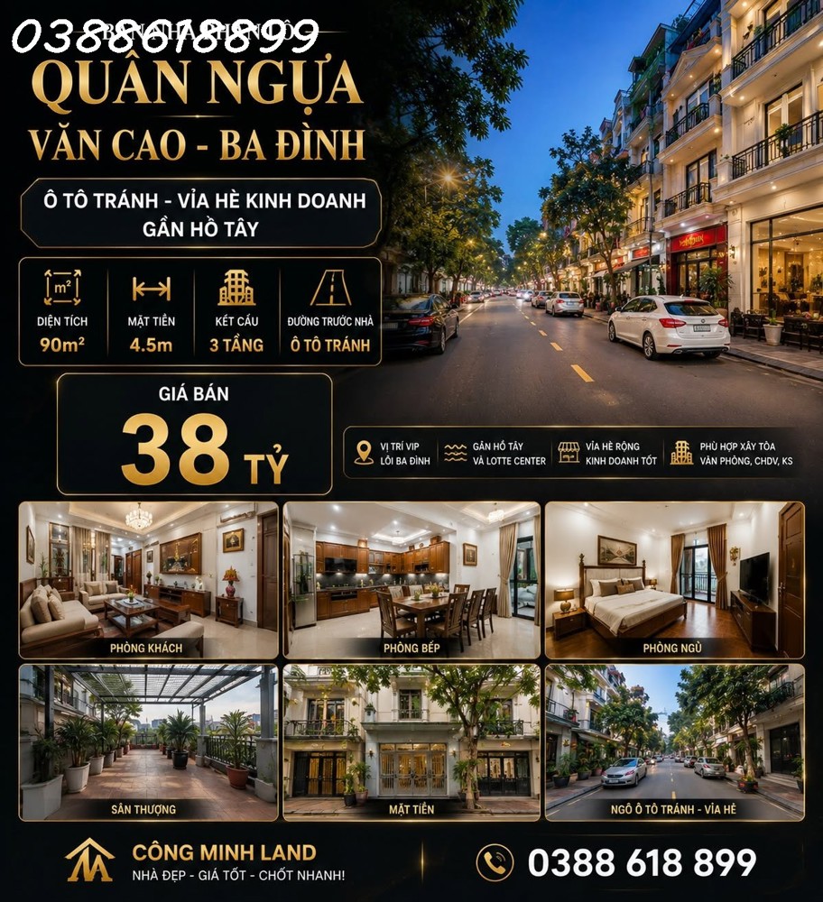 Bán Nhà Phân Lô Quần Ngựa - Văn Cao - Ba Đình - Ô Tô Tránh - Vỉa Hè Kinh Doanh - 90M2 - Mt 4.5M 