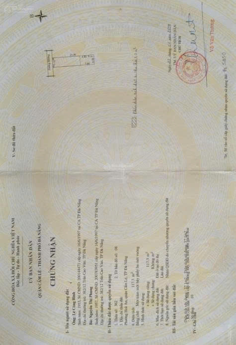 Chính Chủ Có Mảnh Đất Cần Bán Tại Đường Tôn Đản - Phường An Khê - Quận Cẩm Lệ - Đà Nẵng