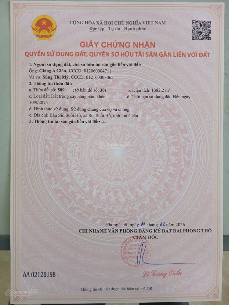 Khu Nghỉ Dưỡng, Homstay Sin Suối Hồ, 3,99 Tỷ, 6368.2M2 Hàng Hot
