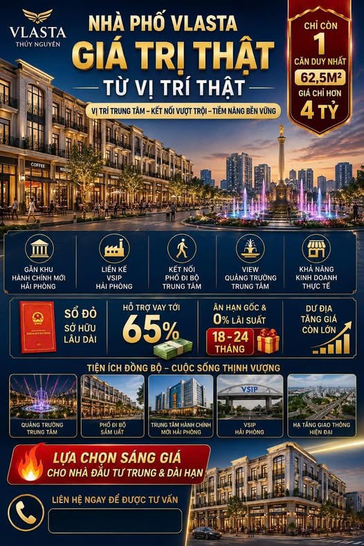 Vlasta Thủy Nguyên – Dự Án Hiếm Hoi Hội Tụ Vị Trí Vàng, Giá Tốt Và Tiện Ích 5 Saonhà Phố Vlasta –