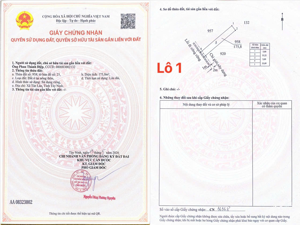 Mở Bán 10 Lô Đất Ao Gòn, Xã Tân Lân - Tỉnh Tây Ninh - Sổ Riêng Từng Lô