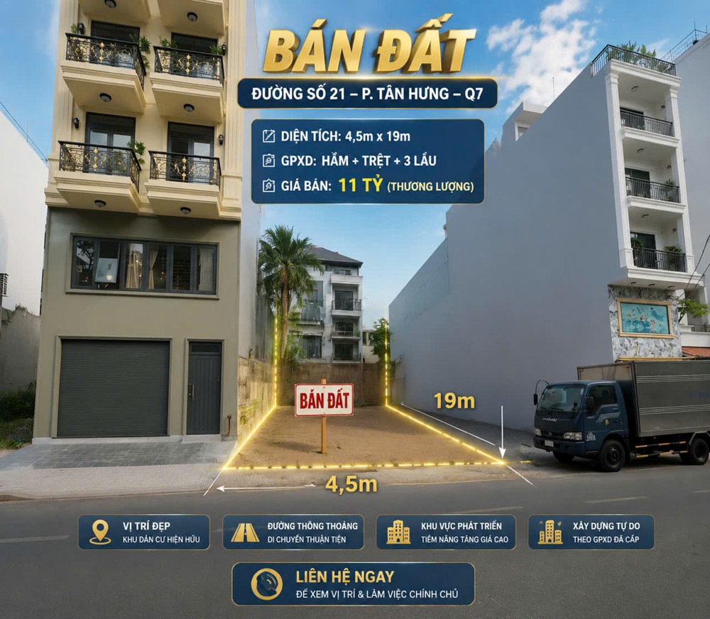 Bán Đất Đường Số 21 P. Tân Hưng, Quận 7