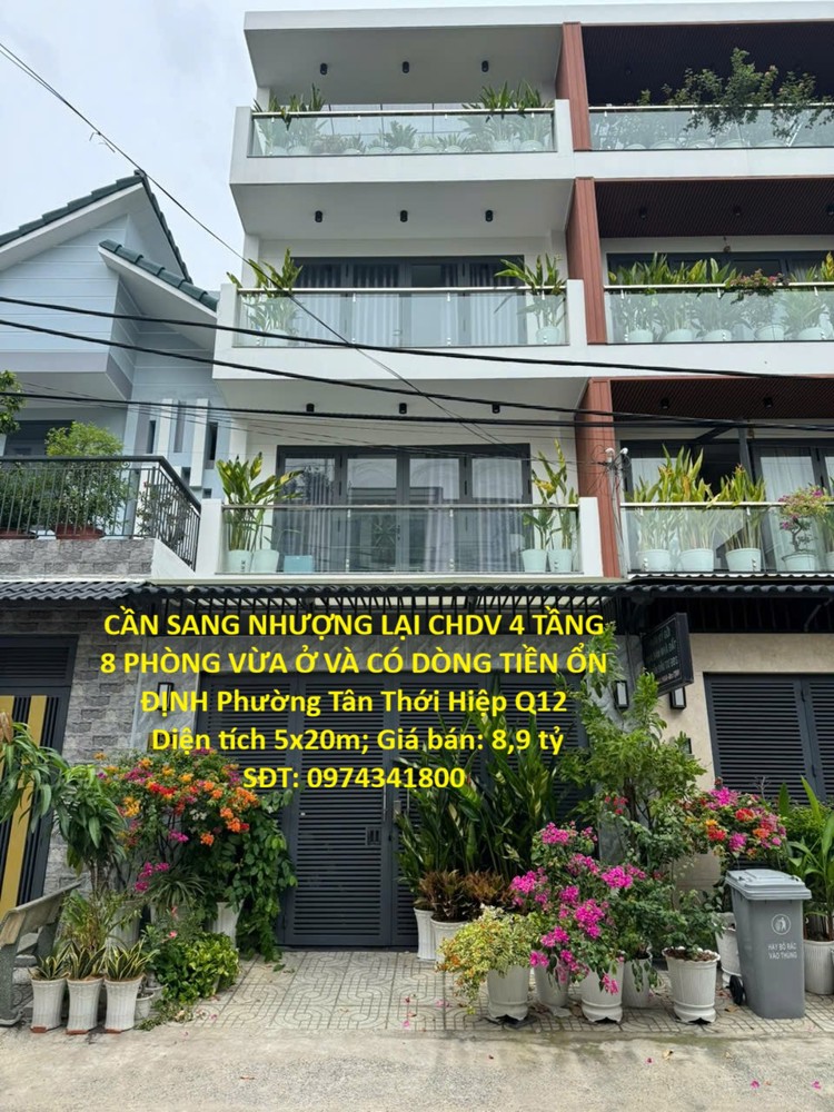 Cần Sang Nhượng Lại Chdv 4 Tầng 8 Phòng Vừa Ở Và Có Dòng Tiền Ổn Định Phường Tân Thới Hiệp Q12