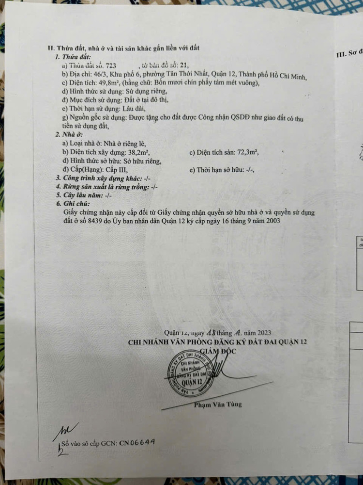 Hot Hot – Chính Chủ Cần Bán Nhà Tại Phường Tân Thới Nhất, Quận 12, Tp. Hồ Chí Minh