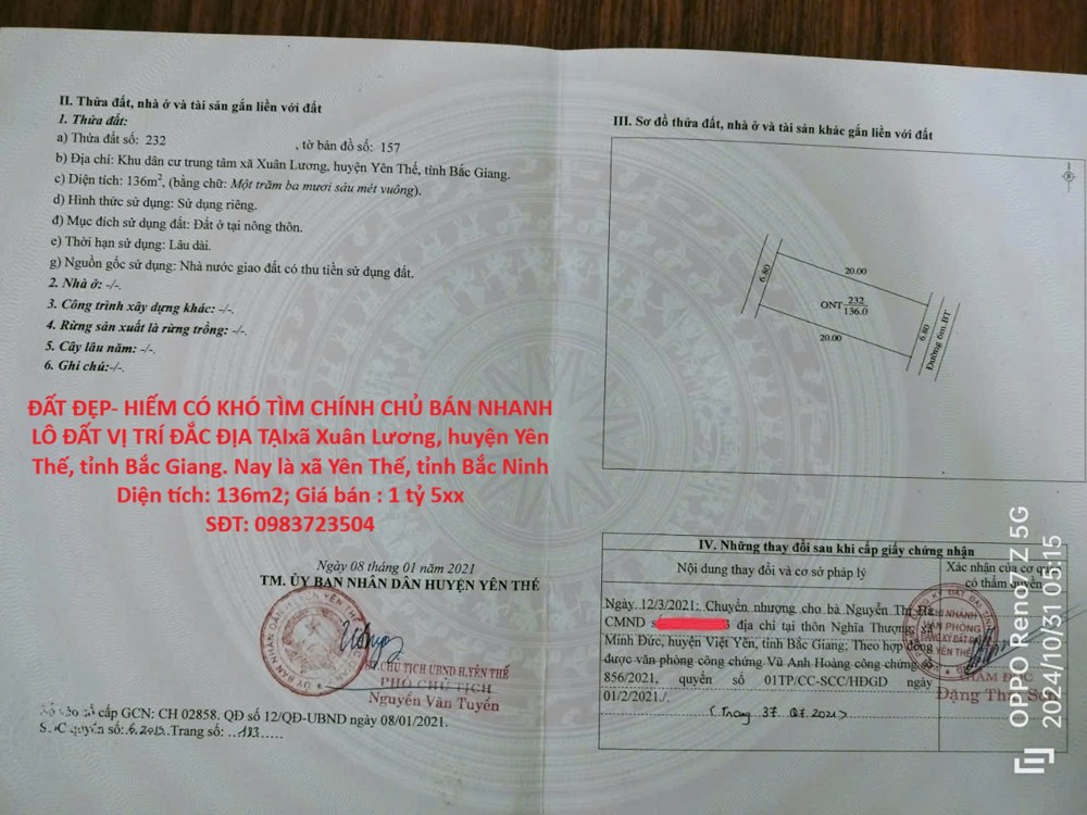 Đất Đẹp- Hiếm Có Khó Tìm Chính Chủ Bán Nhanh Lô Đất Vị Trí Đắc Địa Tại Huyện Yên Thế, Tỉnh Bắc Giang