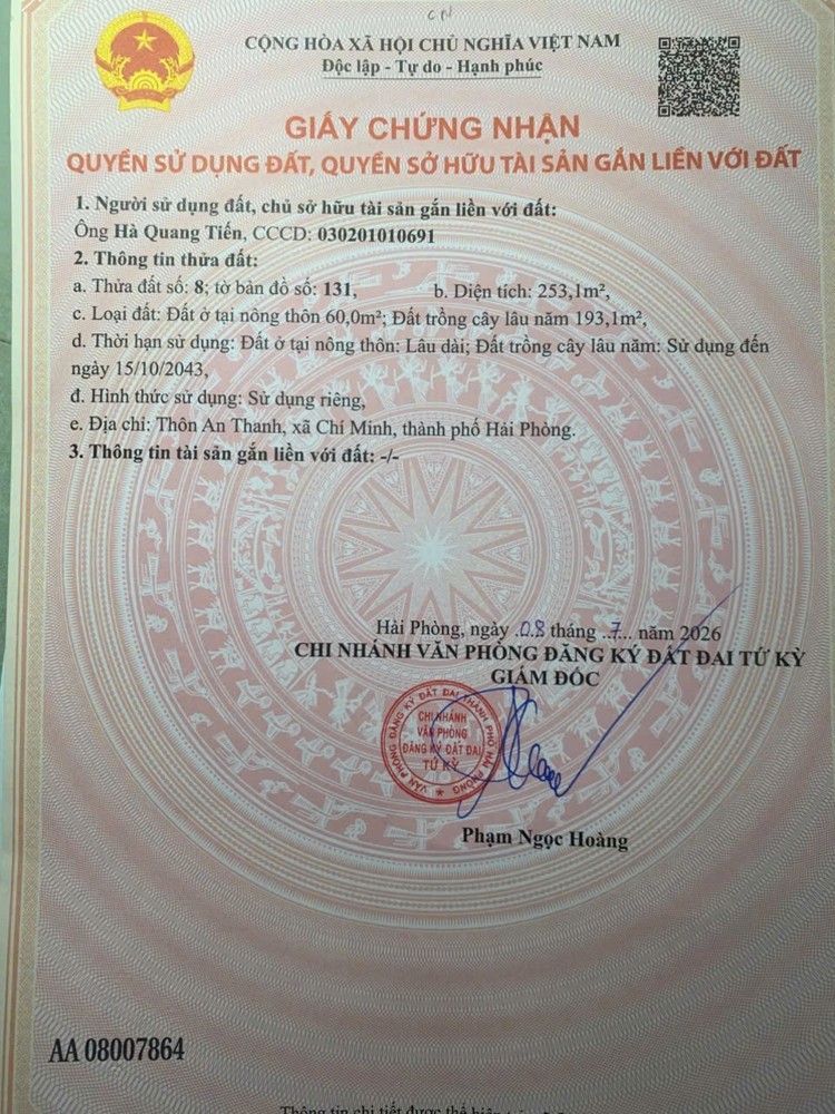 Đầu Tư Là Sinh Lời - Đất Chính Chủ Vị Trí An Thanh - Chí Minh - Hải Phòng ( Tứ Kỳ Hải Dương Cũ )