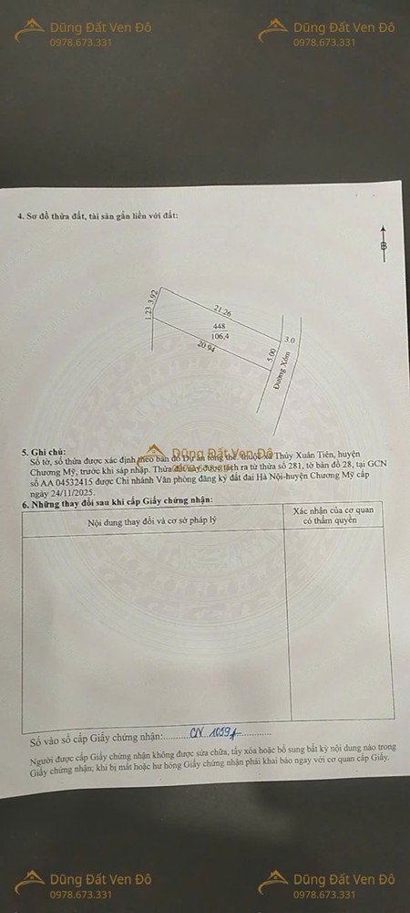 2 Lô: 100M Và 106,4M Thủy Xuân Tiên-Chương Mỹ-Hà Nội