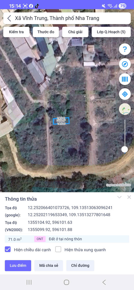 Bán Đất Thôn Võ Dõng, Xã Vĩnh Trung (Cũ), Nha Trang Vị Trí Đẹp Giá 21Tr/m2