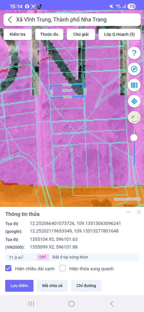 Bán Đất Thôn Võ Dõng, Xã Vĩnh Trung (Cũ), Nha Trang Vị Trí Đẹp Giá 21Tr/m2