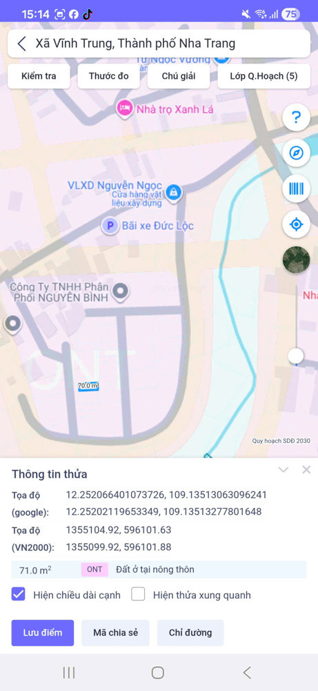 Bán Đất Thôn Võ Dõng, Xã Vĩnh Trung (Cũ), Nha Trang Vị Trí Đẹp Giá 21Tr/m2