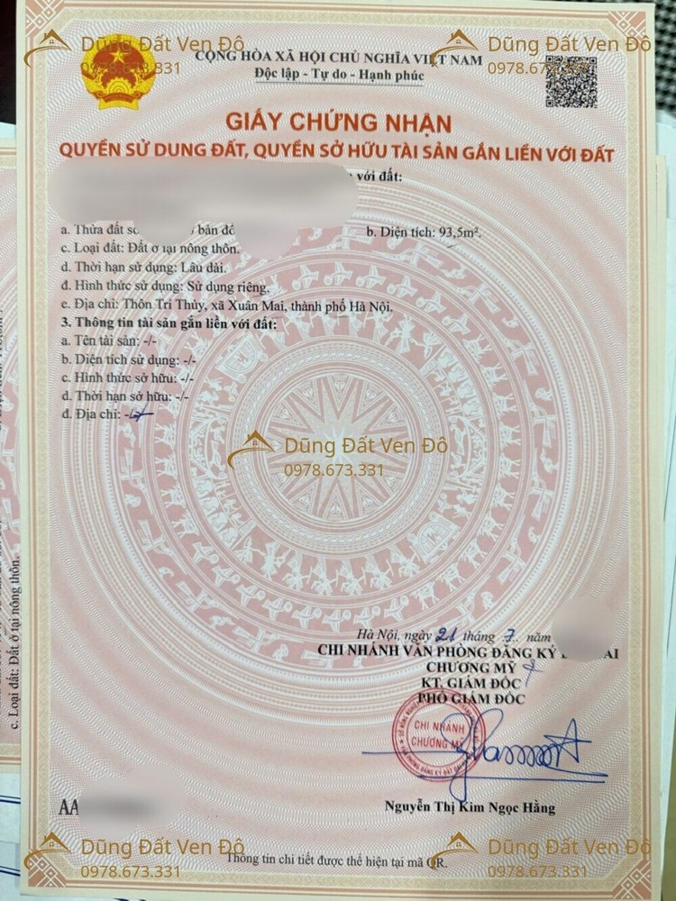 2 Lô 116,6M Và 93,5M Thủy Xuân Tiên-Chương Mỹ-Hà Nội