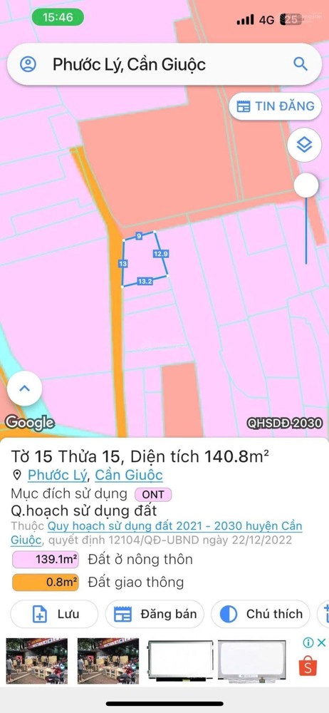 Bán Đất Tặng Nhà - Lô Góc Chính Chủ - Thổ Cư 100% Xã Phước Lý, Huyện Cần Giuộc, Long An