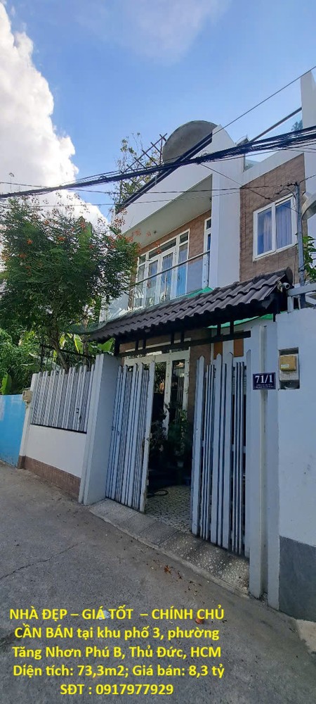 Nhà Đẹp – Giá Tốt – Chính Chủ Cần Bán Tại Khu Phố 3, Phường Tăng Nhơn Phú B, Thủ Đức, Hcm