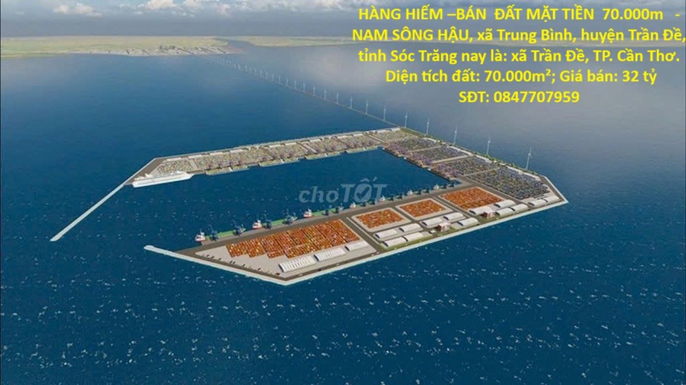 Hàng Hiếm –Bán Đất Mặt Tiền 70.000M -Nam Sông Hậu, Xã Trung Bình, Huyện Trần Đề, Tỉnh Sóc Trăng