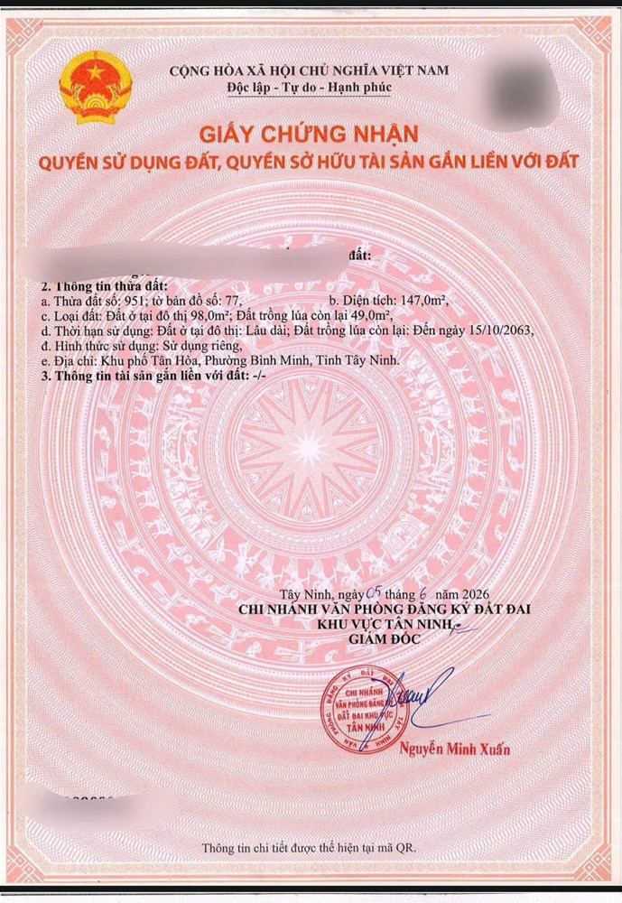 Giá 227Tr – Hết Đất Odt – Phường Bình Minh, Tp Tây Ninh