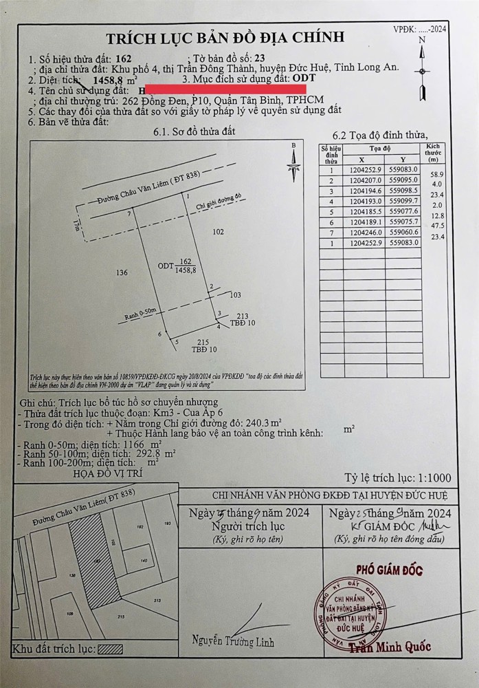 Đất Chính Chủ - Sổ Đỏ Odt - Mặt Tiền Tl838 Thị Trấn Đông Thành, Huyện Đức Huệ, Tỉnh Long An