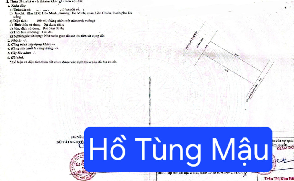 Bán Đất Trục Đường Kinh Doanh Đường 10,5M Hồ Tùng Mậu