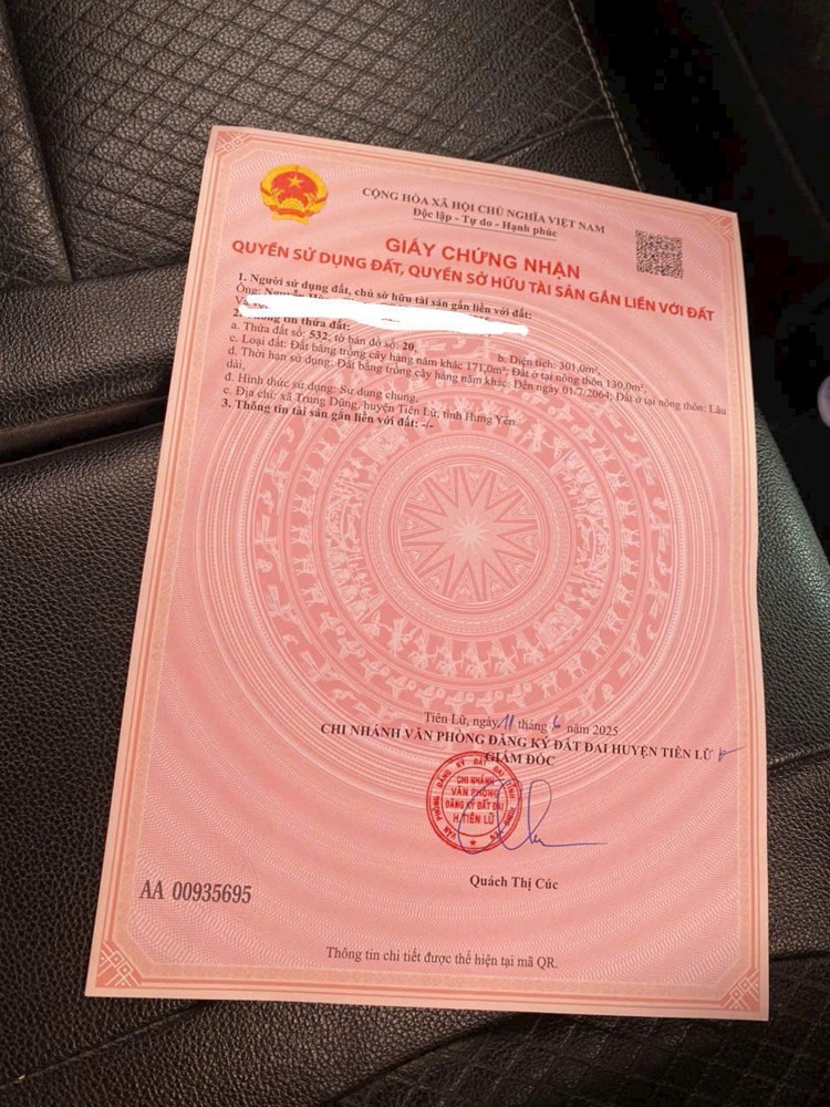 Đất Chính Chủ - Lô Góc 2 Mặt Tiền Xã Trung Dũng, Huyện Tiên Lữ, Tỉnh Hưng Yên