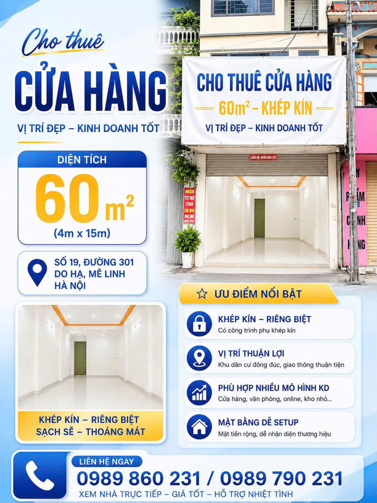 Cho Thuê Mặt Bằng Ngay Cạnh Trường Tiểu Học – 60M2 Tại Do Hạ, Mê Linh, Hà Nội