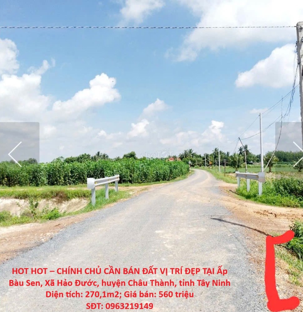 Hot Hot – Chính Chủ Cần Bán Đất Vị Trí Đẹp Tại Xã Hảo Đước, Huyện Châu Thành, Tỉnh Tây Ninh