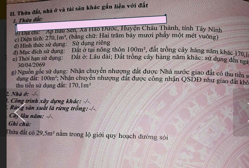 Hot Hot – Chính Chủ Cần Bán Đất Vị Trí Đẹp Tại Xã Hảo Đước, Huyện Châu Thành, Tỉnh Tây Ninh