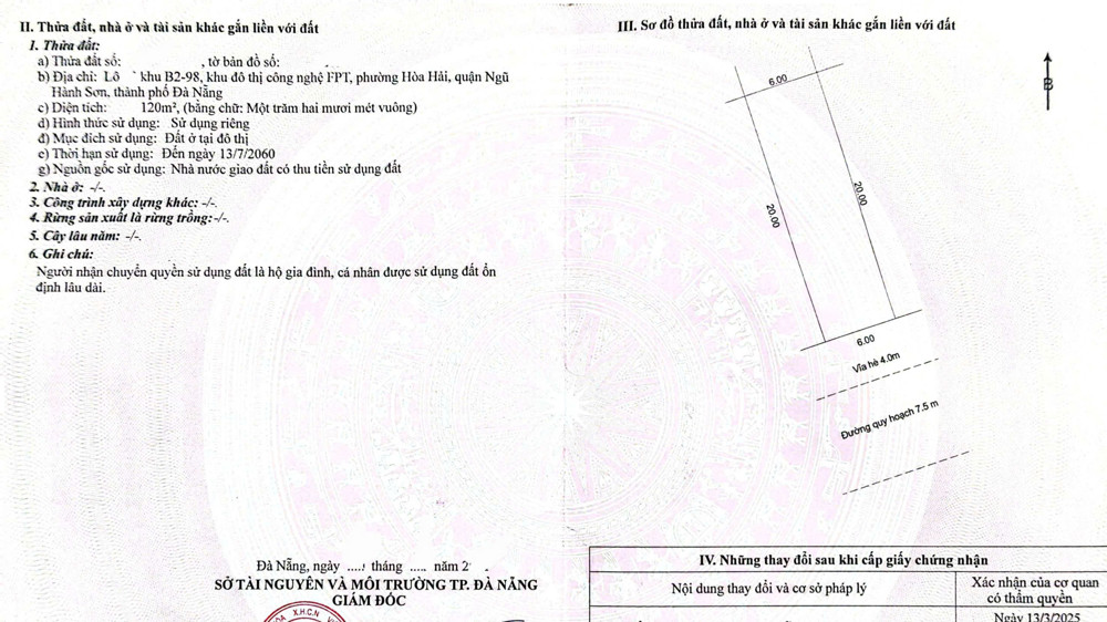 Bán Đất Fpt - Đối Diện Tường Th, Thcs Và Thpt Hy Vọng