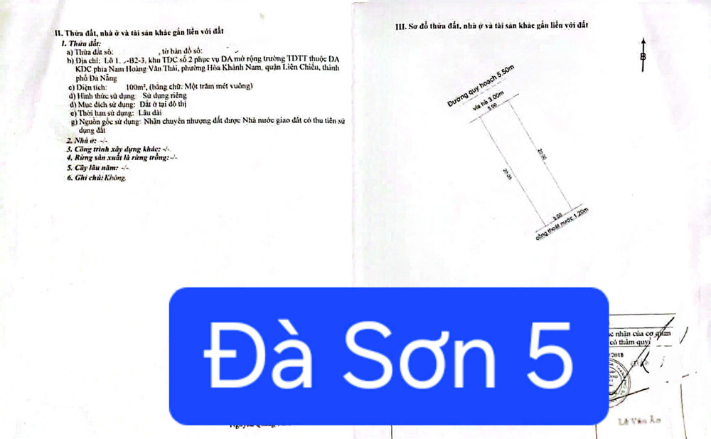 Bán Đất Mt Đường Đà Sơn 5 - Cạnh Đh Duy Tân