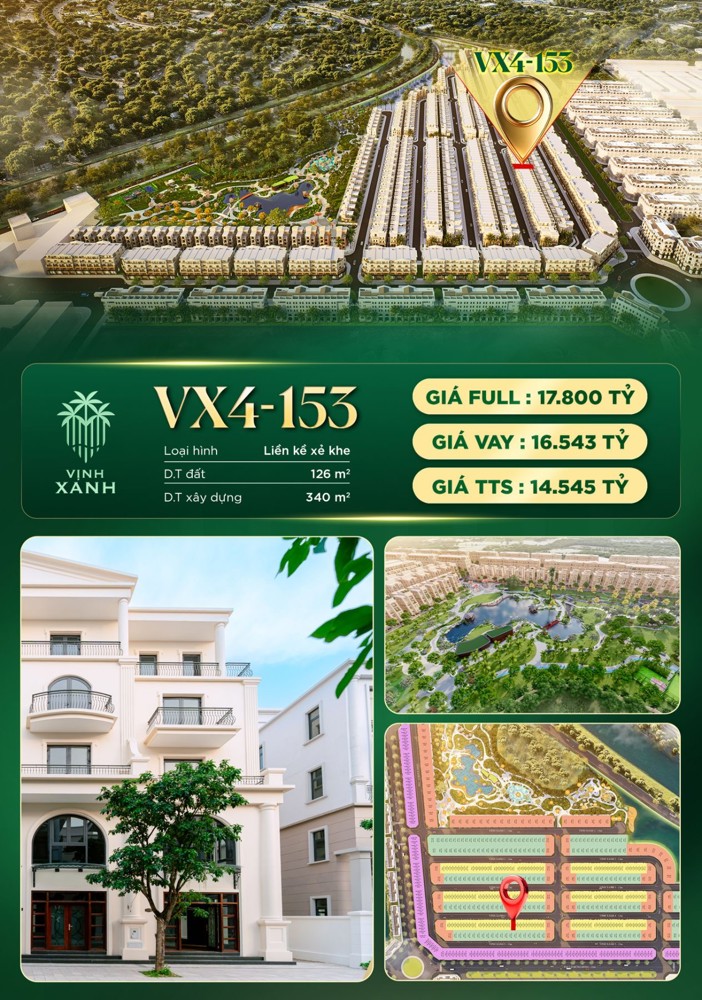 Bán Nhà Liền Kề Vịnh Xanh- Vinhomes Ocenpark 3: 126M2- 4 Tầng- 14 Tỷ