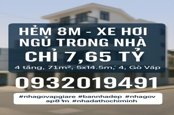 Siêu phẩm hẻm 8m Phạm Văn Chiêu - Xe hơi ngủ trong nhà - 7.65 tỷ