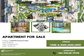 Chuyển nhượng Căn hộ 2 Phòng ngủ Lumiere Boulevard - View đẹp, Giá tốt